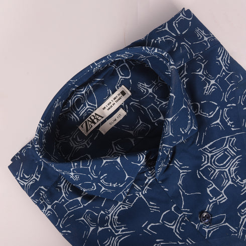 ZR Dark Blue Printed Shirt